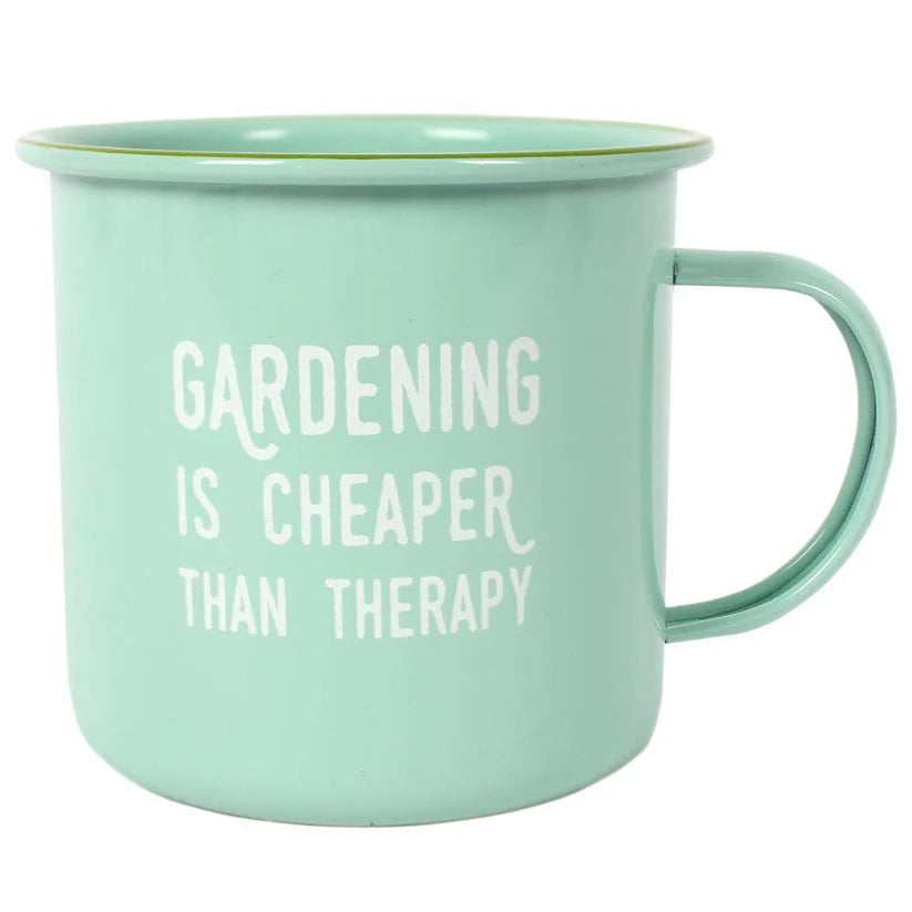 Gardening is Cheaper Than Therapy Enamel Metal Mug