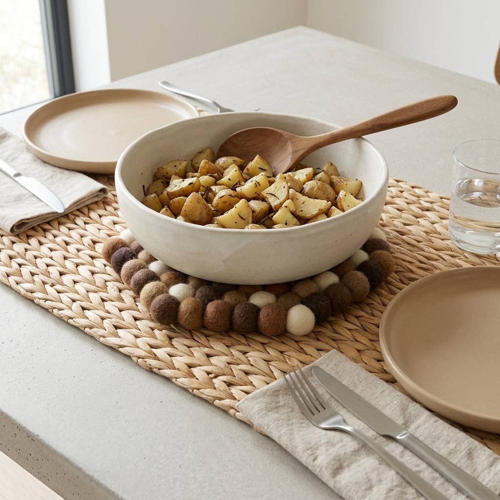 Namaste Artisans | Earth Blend Brown Handmade Wool Felt Trivet Heat Mat