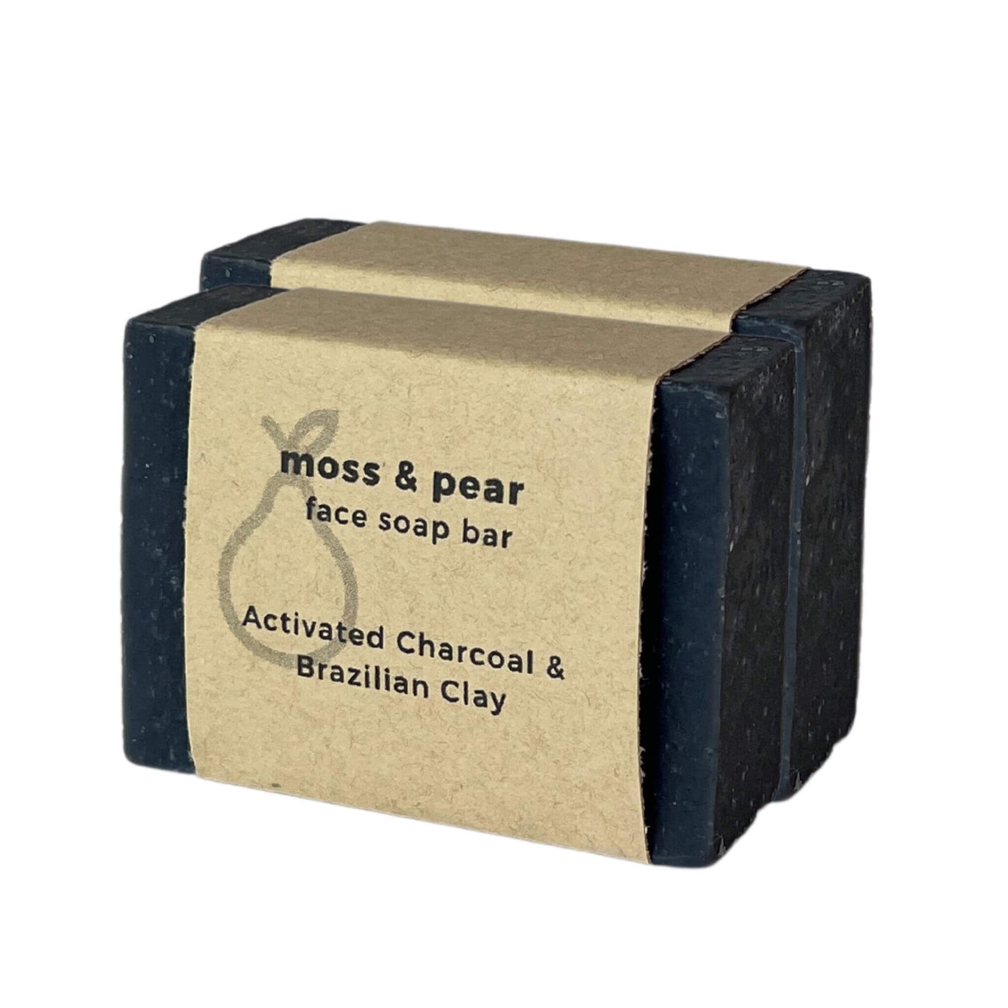 Face Soap Bar Activated Charcoal & Brazilian Clay with label 2 bars