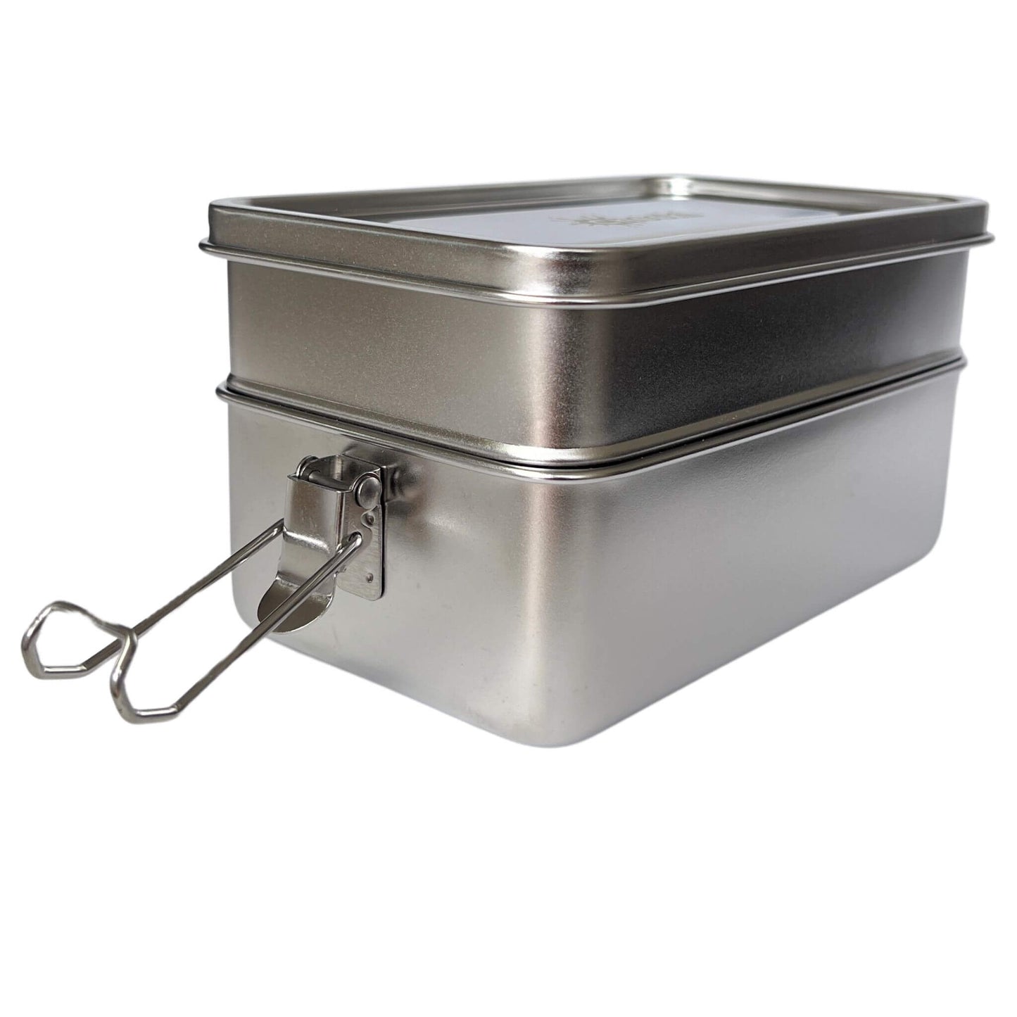 cheeki double stack stainless steel lunchbox - clip open