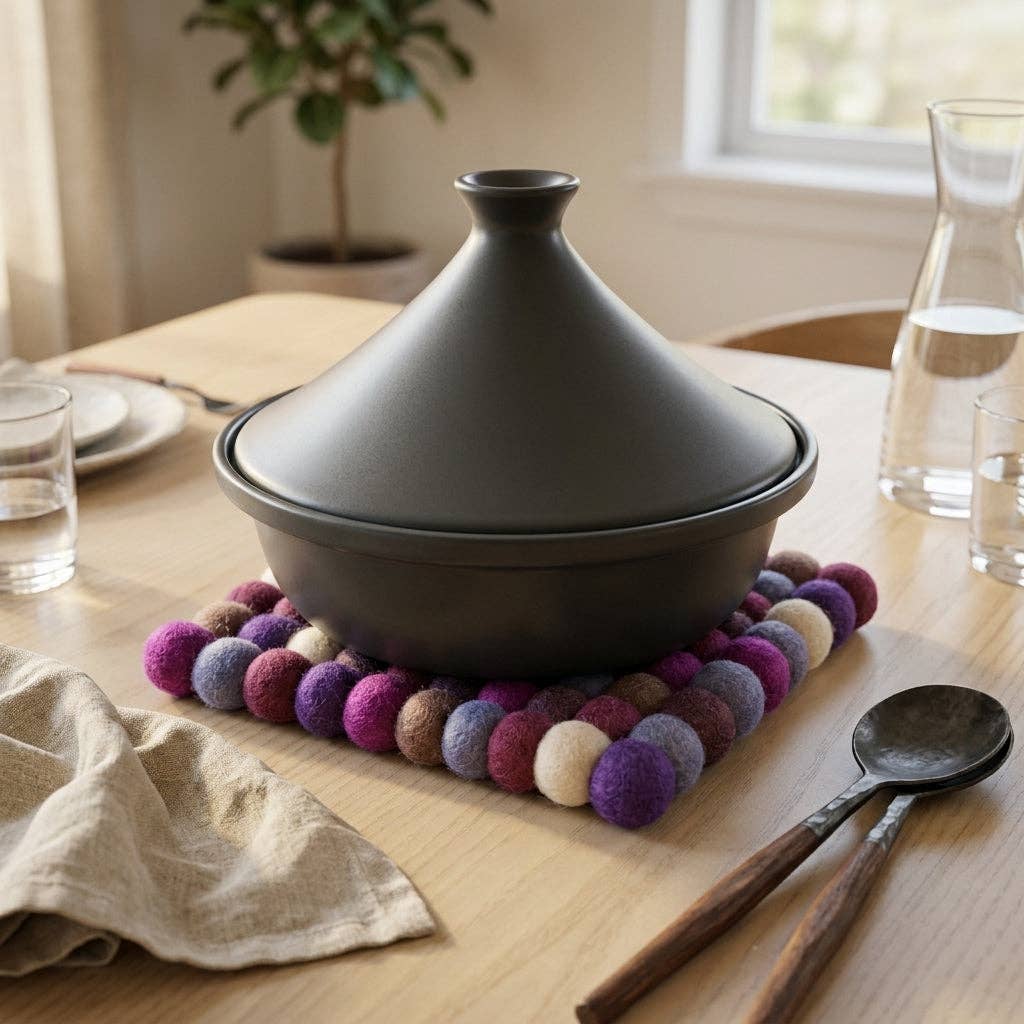 Namaste Artisans | Plum Violet Wool Felt Trivet Heat Mat