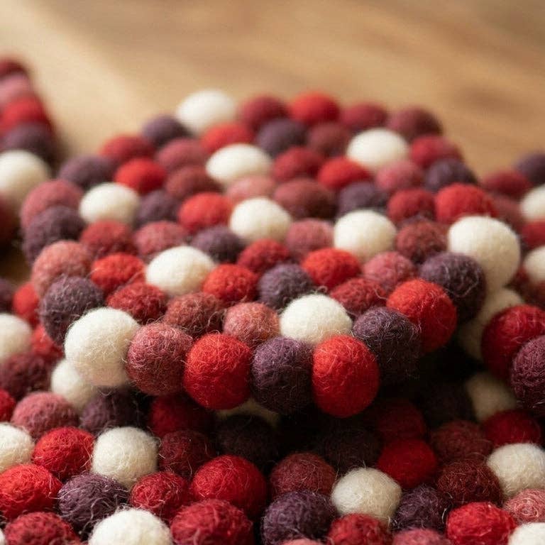 Namaste Artisans | Berry Red Wool Felt Coasters – Set of 4