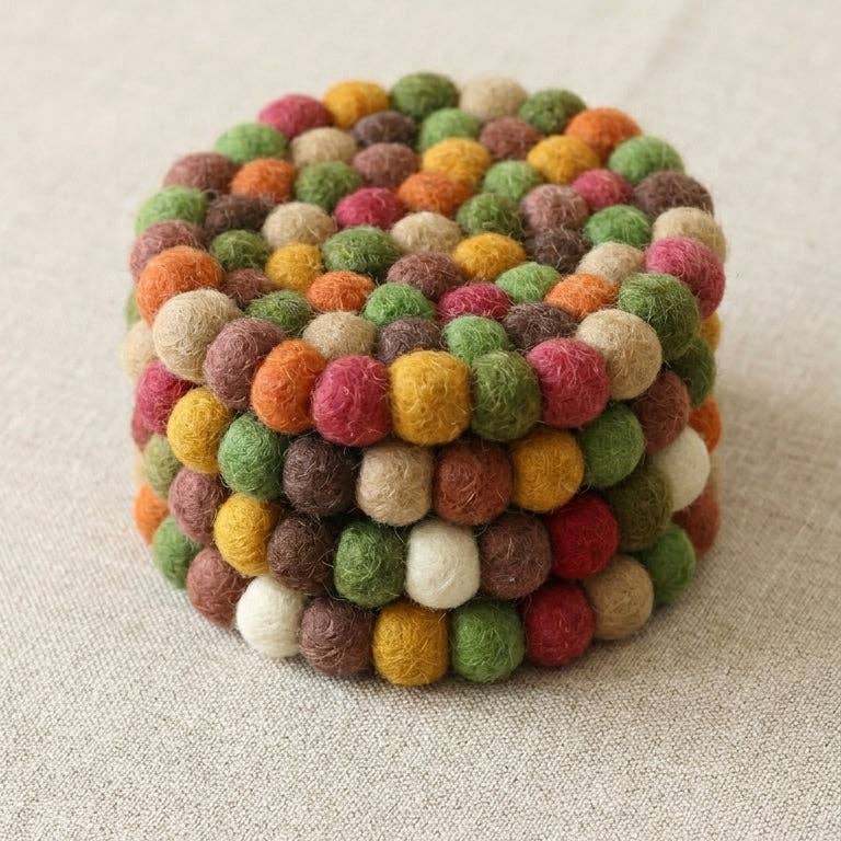 Namaste Artisans | Autumn Mix Earth Tone Wool Felt Coasters – Set of 4