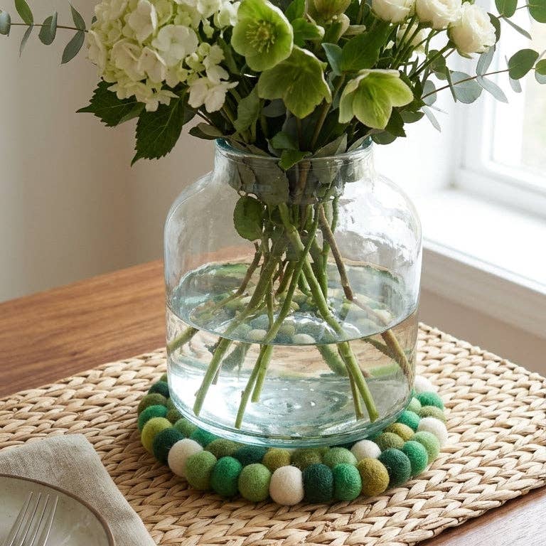 Namaste Artisans | Forest Green Handmade Wool Felt Trivet Heat Mat