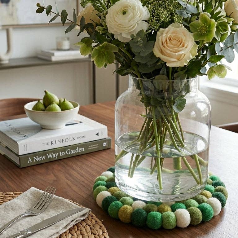 Namaste Artisans | Forest Green Handmade Wool Felt Trivet Heat Mat
