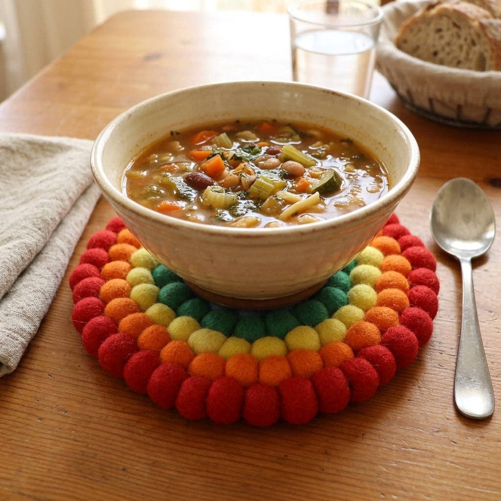 Namaste Artisans | Rainbow Wool Felt Trivet Heat Mat
