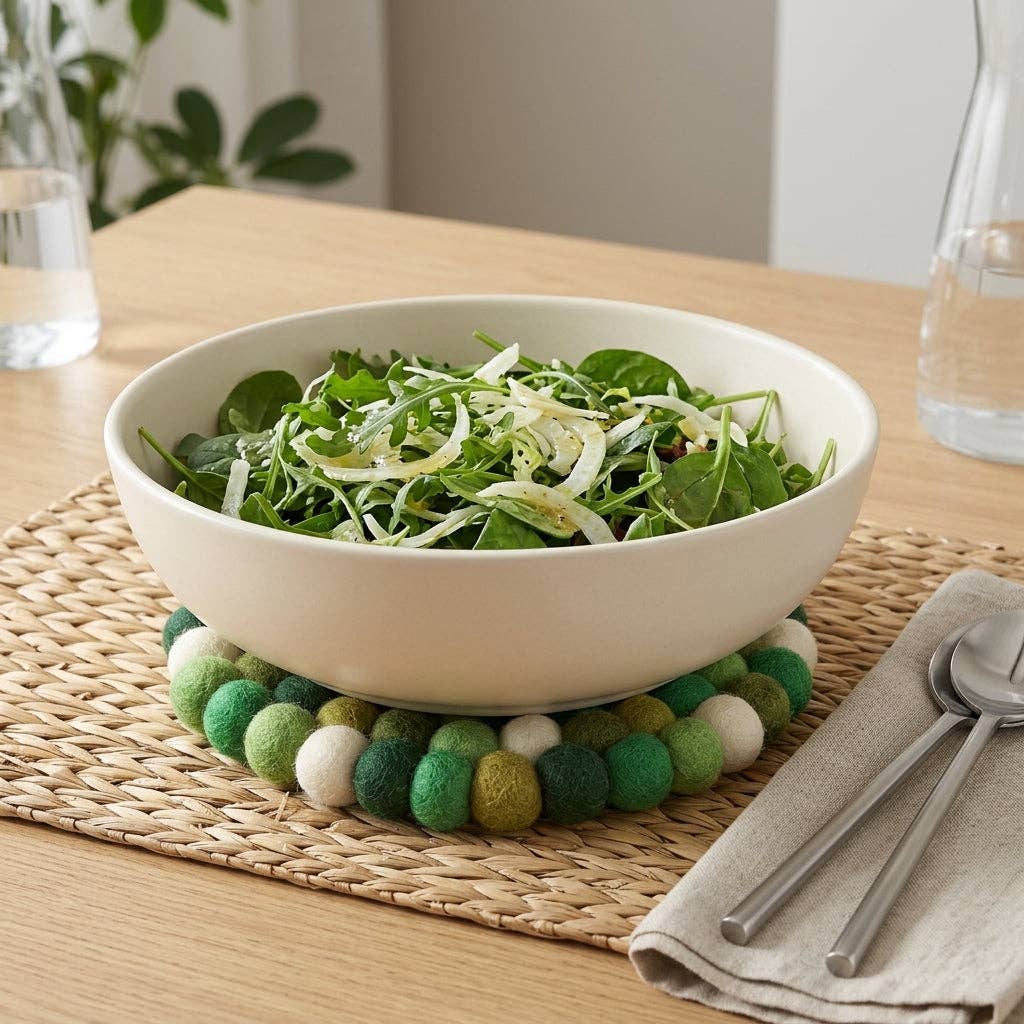 Namaste Artisans | Forest Green Handmade Wool Felt Trivet Heat Mat