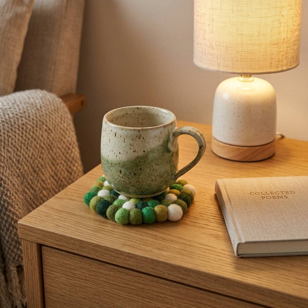Namaste Artisans | Forest Green Mix Wool Felt Coasters – Set of 4