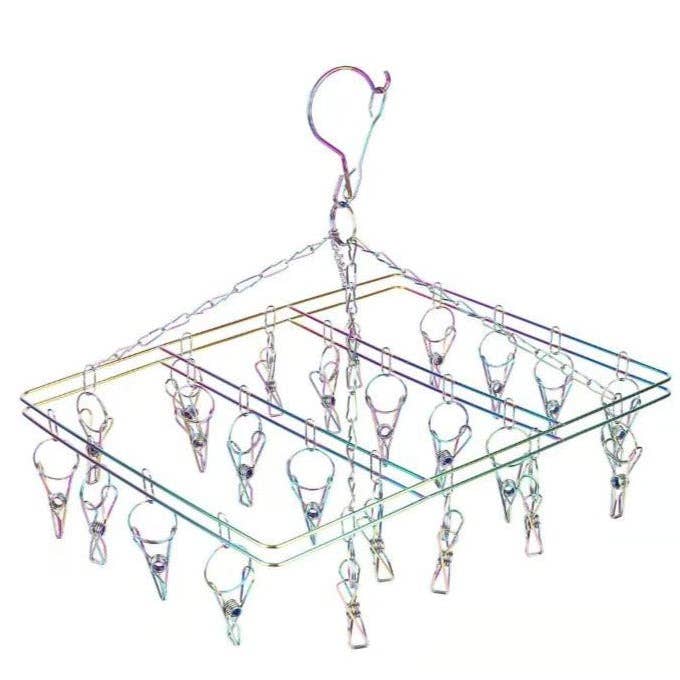 Bare & Co. | FULL 316 Grade Stainless Steel Peg Hanger - Square Design - Rainbow (20 pegs)