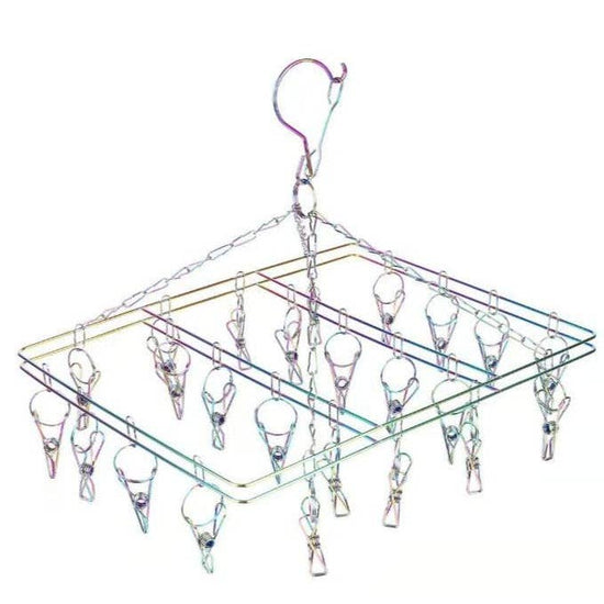 Bare & Co. | FULL 316 Grade Stainless Steel Peg Hanger - Square Design - Rainbow (20 pegs)