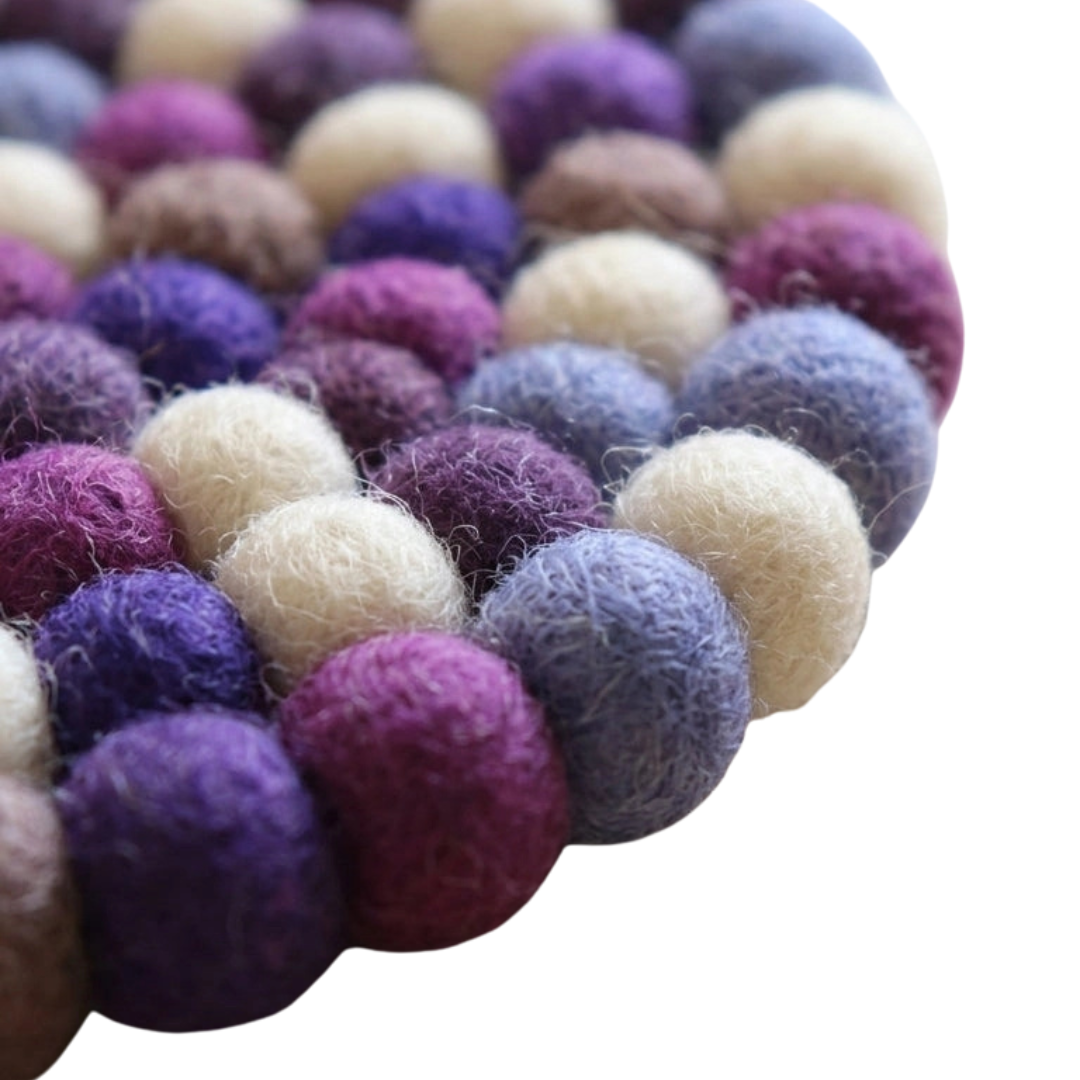 Namaste Artisans | Plum Violet Wool Felt Coasters – Set of 4