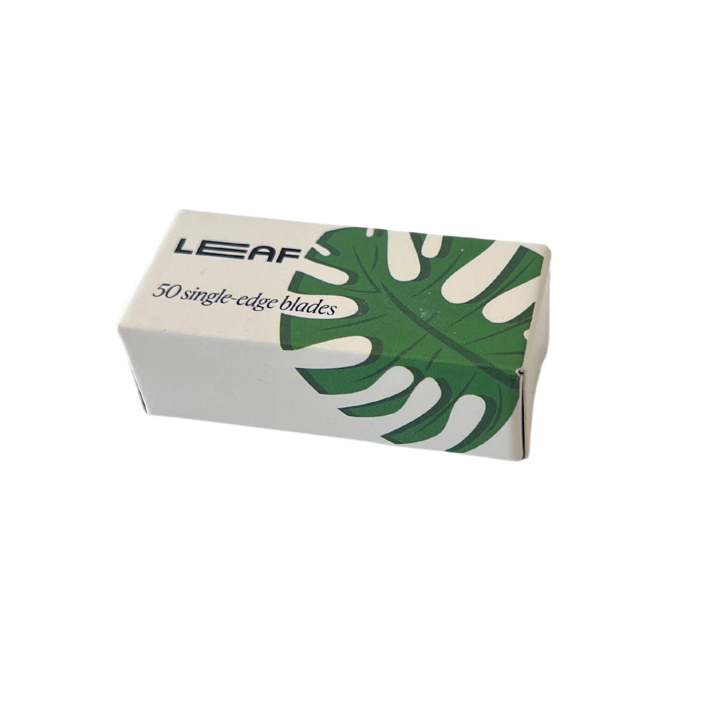 leaf razor single edge blades in a pack of 50 - box has leaf design