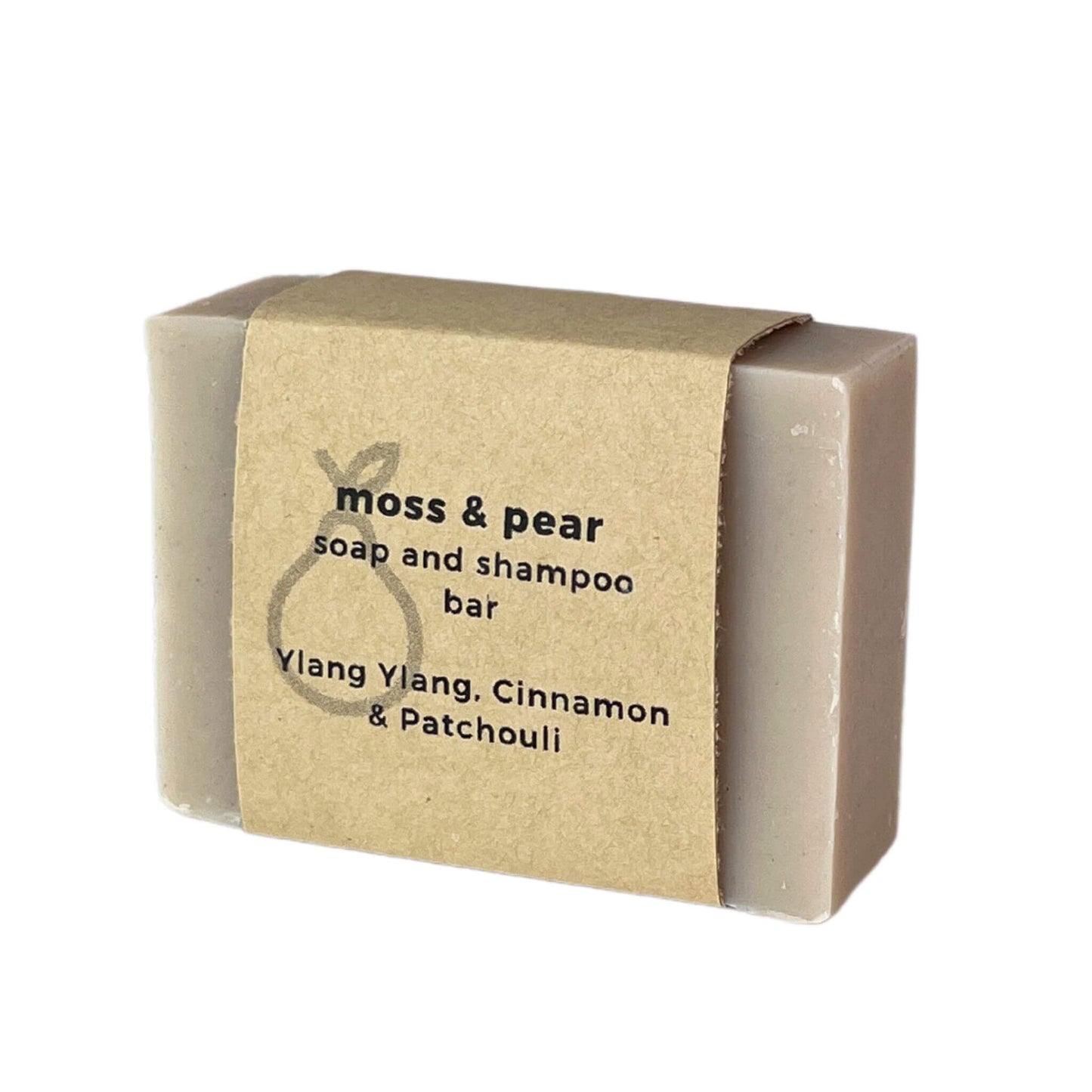 ylang ylang cinnamon and patchouli oil solid shampoo bar moss & pear 