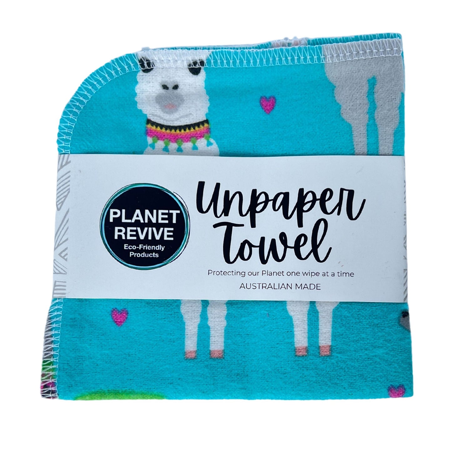 Planet Revive unpaper towels reusable kitchen wipes, pack of 6. Llama flannel