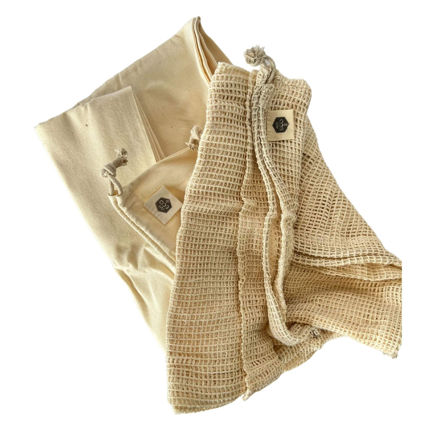 Ever Eco Organic Cotton Bag Mixed Set 2 muslin and 2 net produce bags