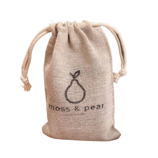 moss & pear soap saver travel pouch to hold bars of soap 